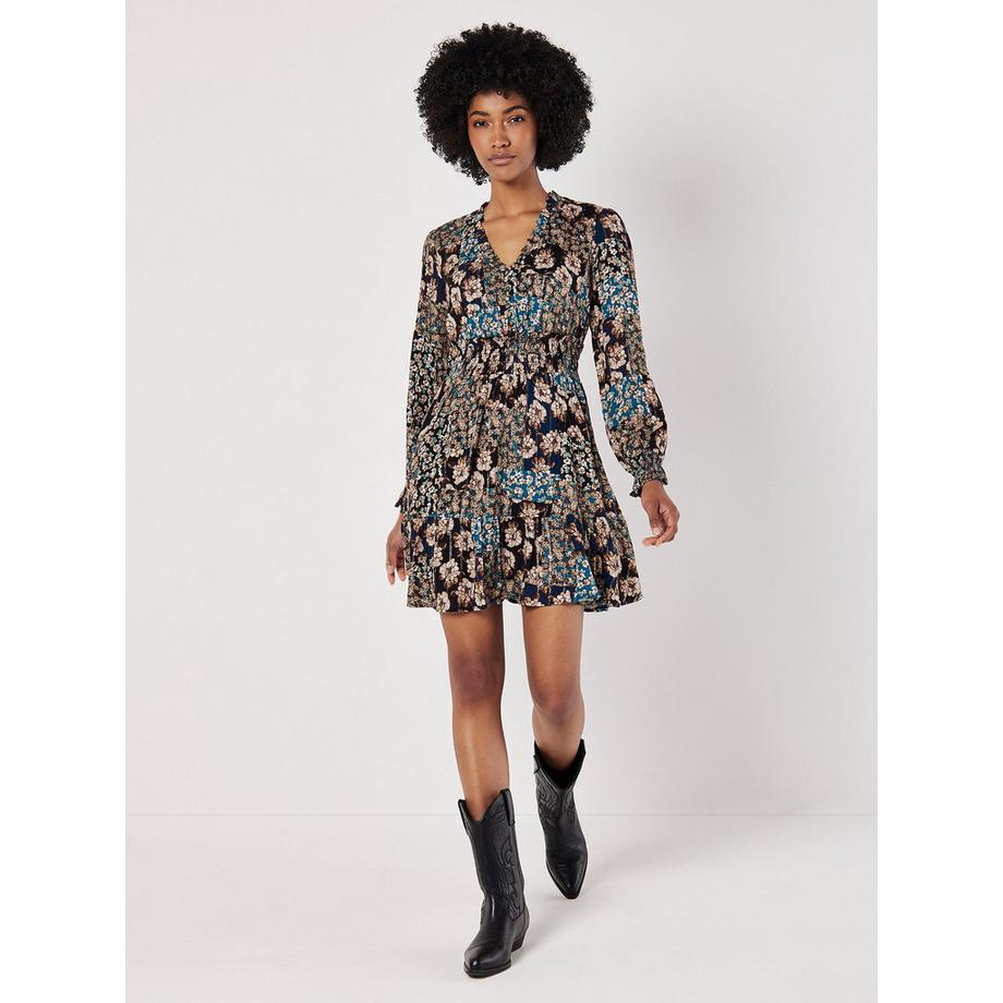 APRICOT Floral Chatoyant Patchwork Mini Robe  