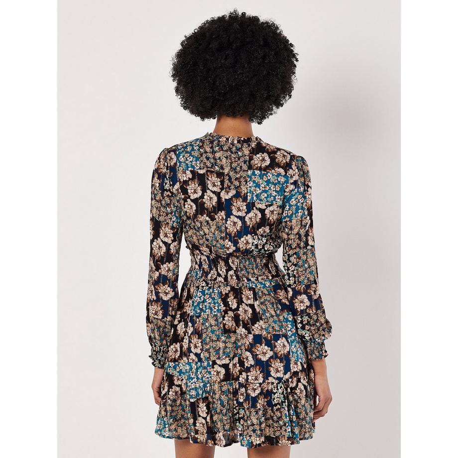 APRICOT Floral Chatoyant Patchwork Mini Robe  