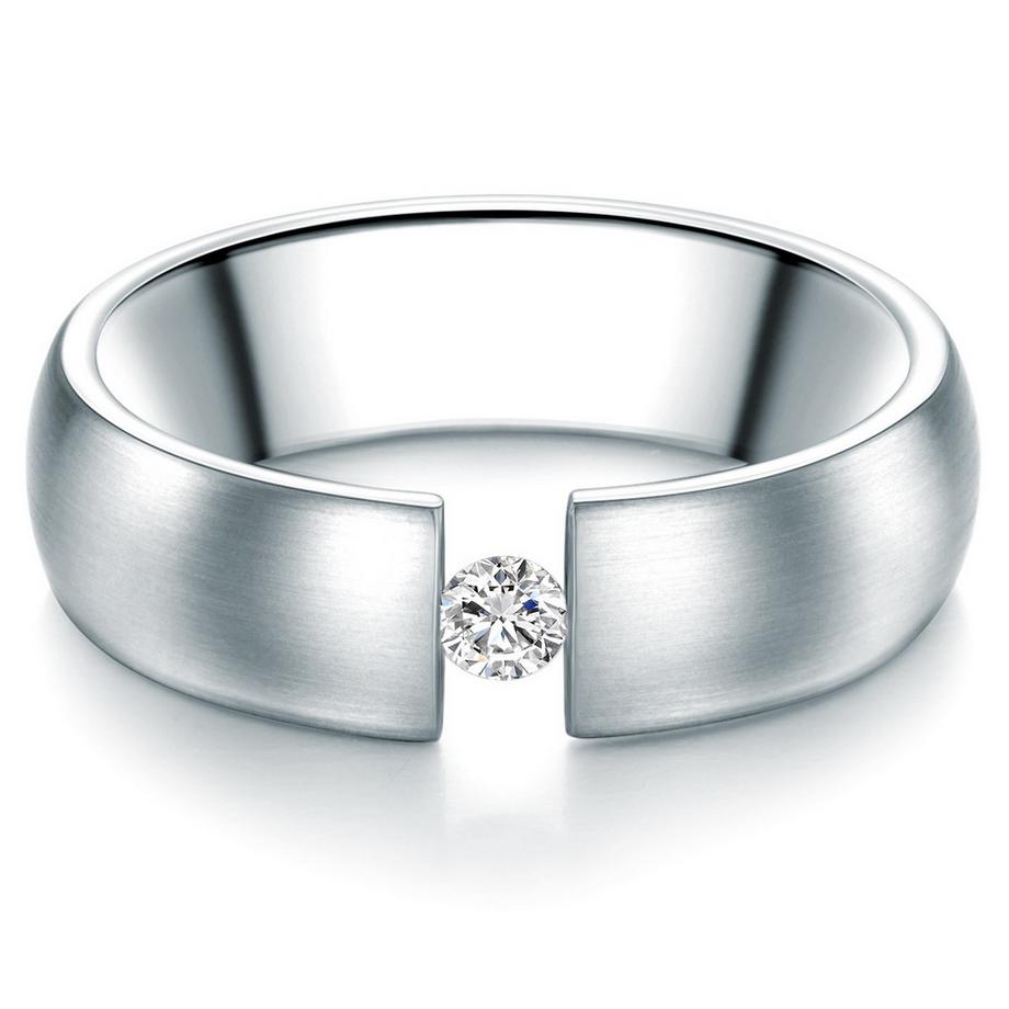 Ring Edelstahl verziert mit Kristallen von Swarovski weiß