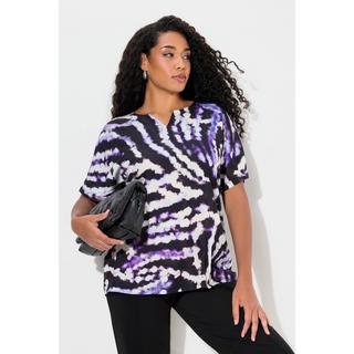 Ulla Popken  Blouse à motif batik, col tunisien et manches courtes 