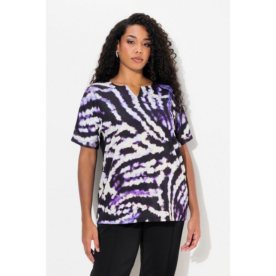 Ulla Popken Blusenshirt Batikmuster Tunika-Ausschnitt Halbarm  