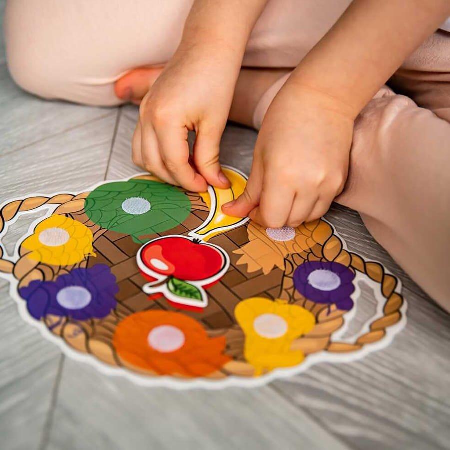 Activity-board  Jeu éducatif, cartes en plastique avec velcro - Fruits et légumes 