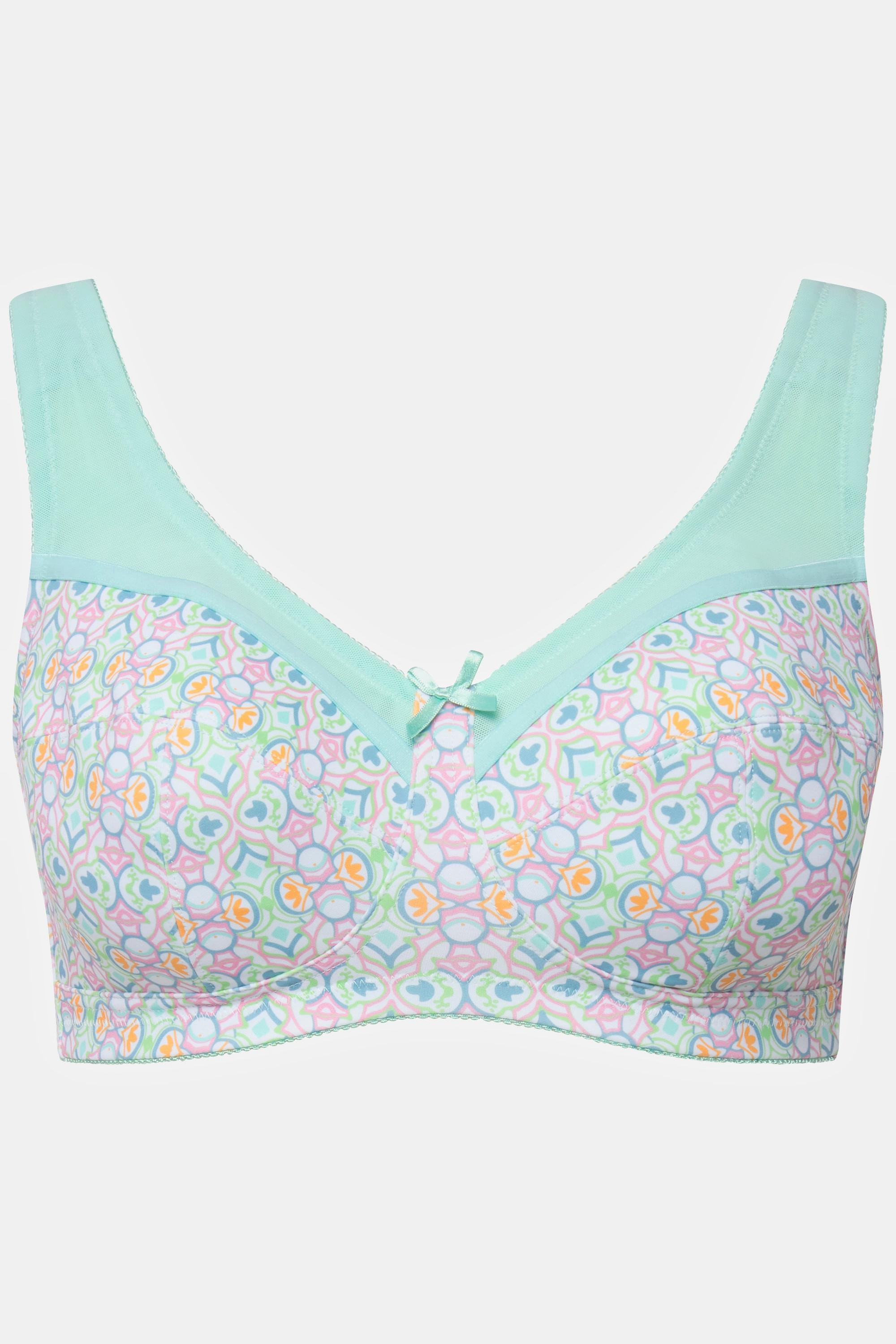 Ulla Popken  Soutien-gorge de maintien, imprimé fantaisie. Sans armatures. Bonnet C-D. 