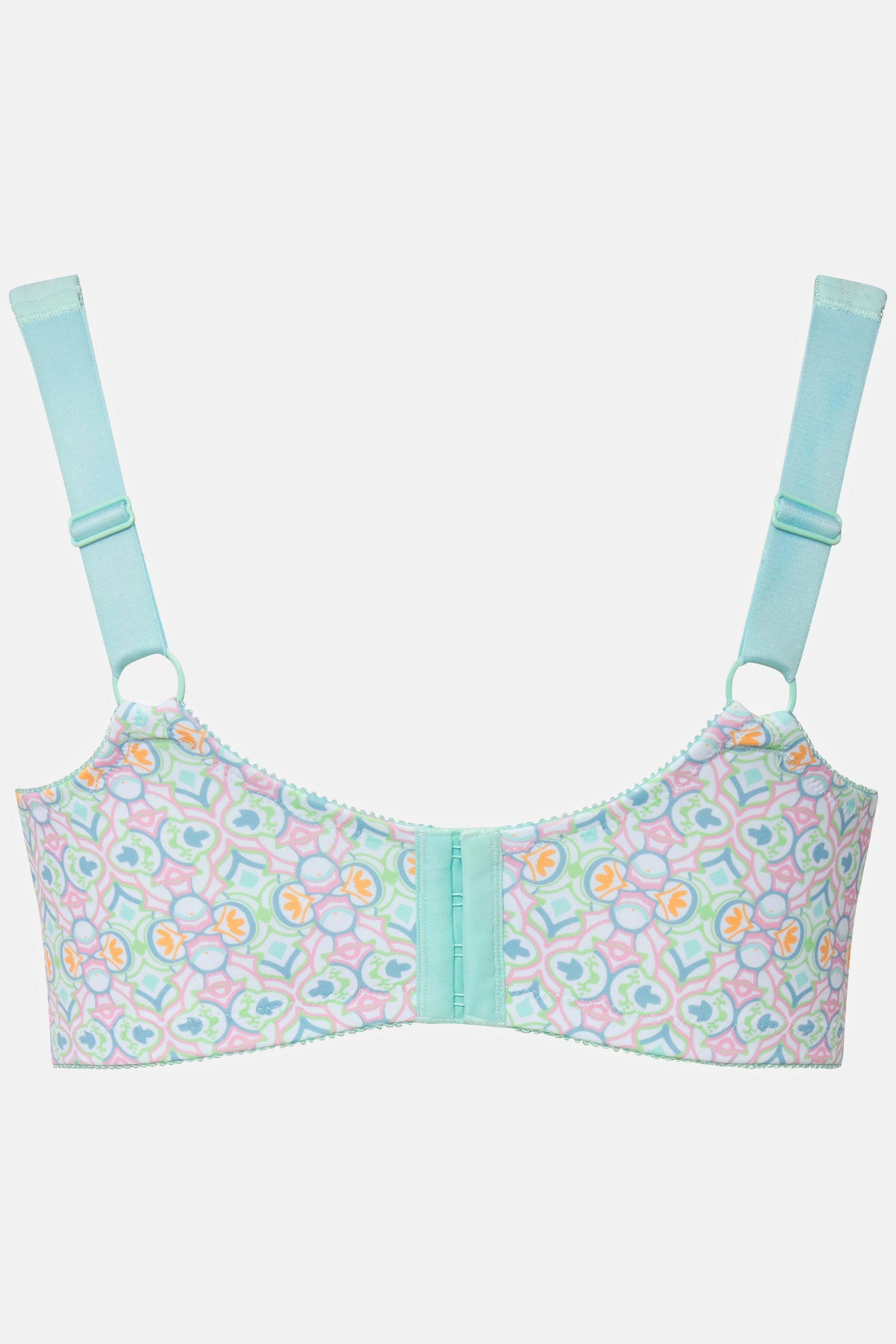 Ulla Popken  Soutien-gorge de maintien, imprimé fantaisie. Sans armatures. Bonnet C-D. 