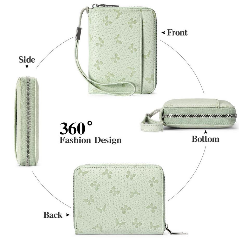 Only-bags.store Portefeuille Étui En Cuir Pour Cartes de Crédit Avec Protection RFID, Portefeuille à Fermeture Éclair, Portefeuille de Style Orgue  