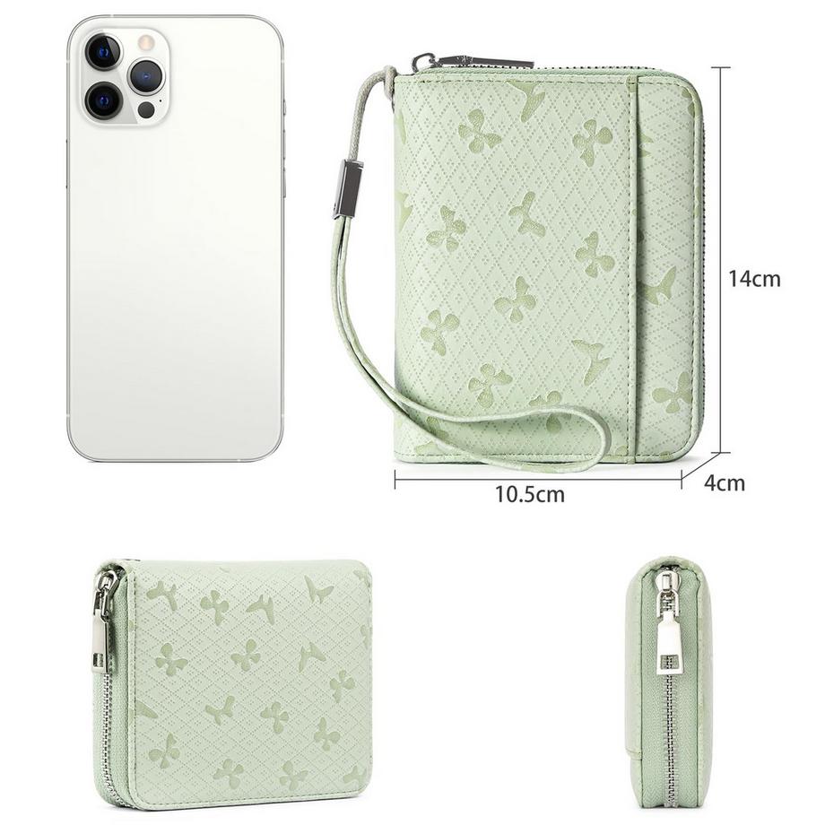Only-bags.store Portefeuille Étui En Cuir Pour Cartes de Crédit Avec Protection RFID, Portefeuille à Fermeture Éclair, Portefeuille de Style Orgue  