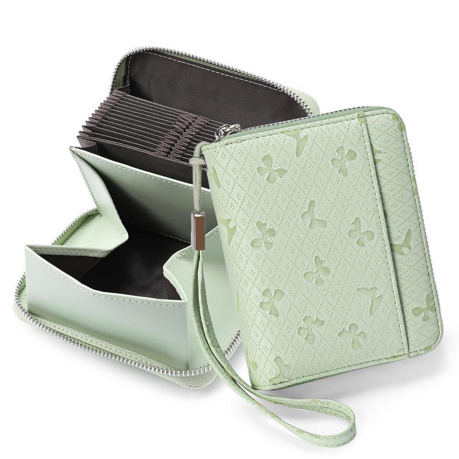Portefeuille Étui En Cuir Pour Cartes de Crédit Avec Protection RFID, Portefeuille à Fermeture Éclair, Portefeuille de Style Orgue