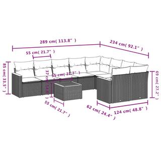 VidaXL Ensemble de canapés de jardin rotin synthétique  