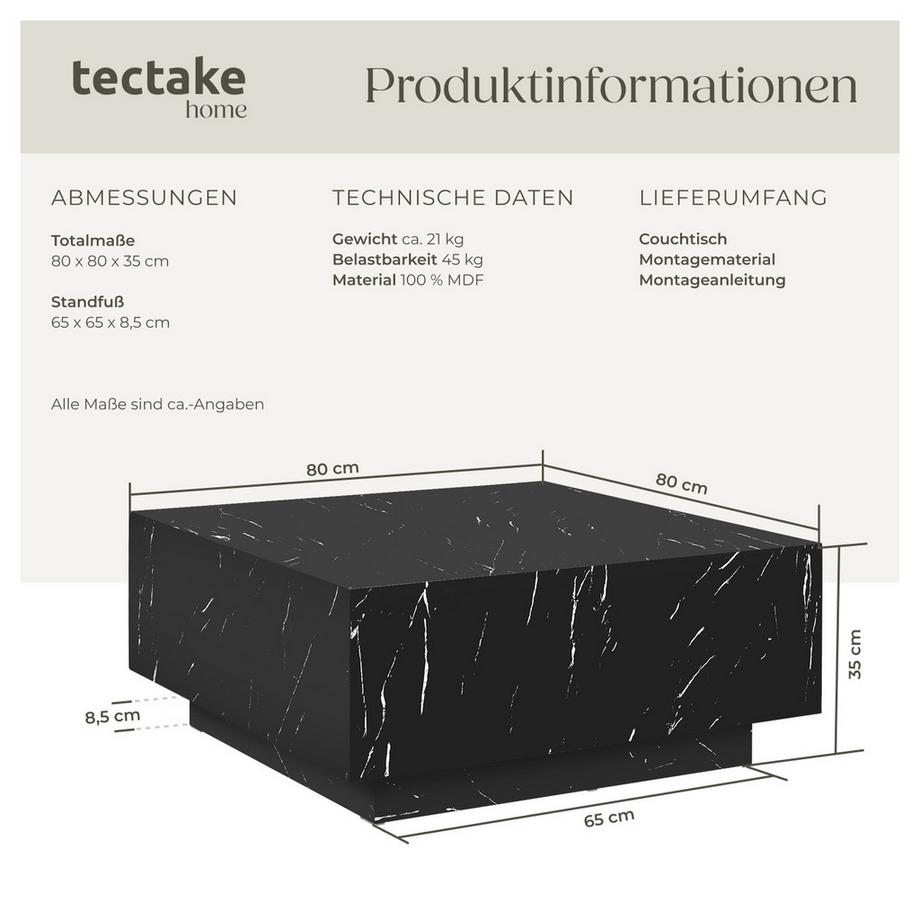 Tectake Table basse LASLEY design minimaliste  
