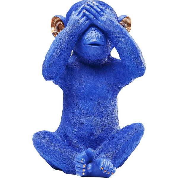 KARE Design Spardose Monkey Mizaru Blue  