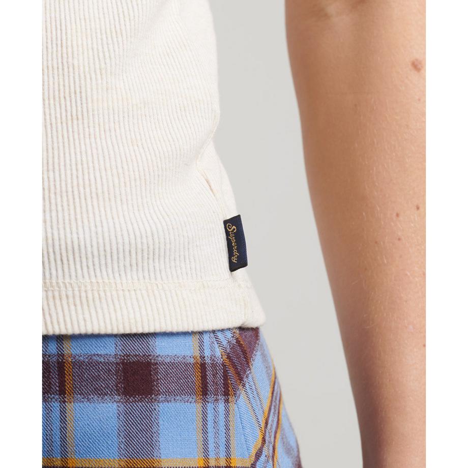 Superdry Geripptes Tanktop mit Spitzenbordüre  