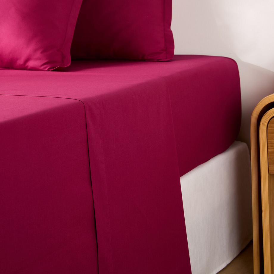 Drap plat uni en percale de coton