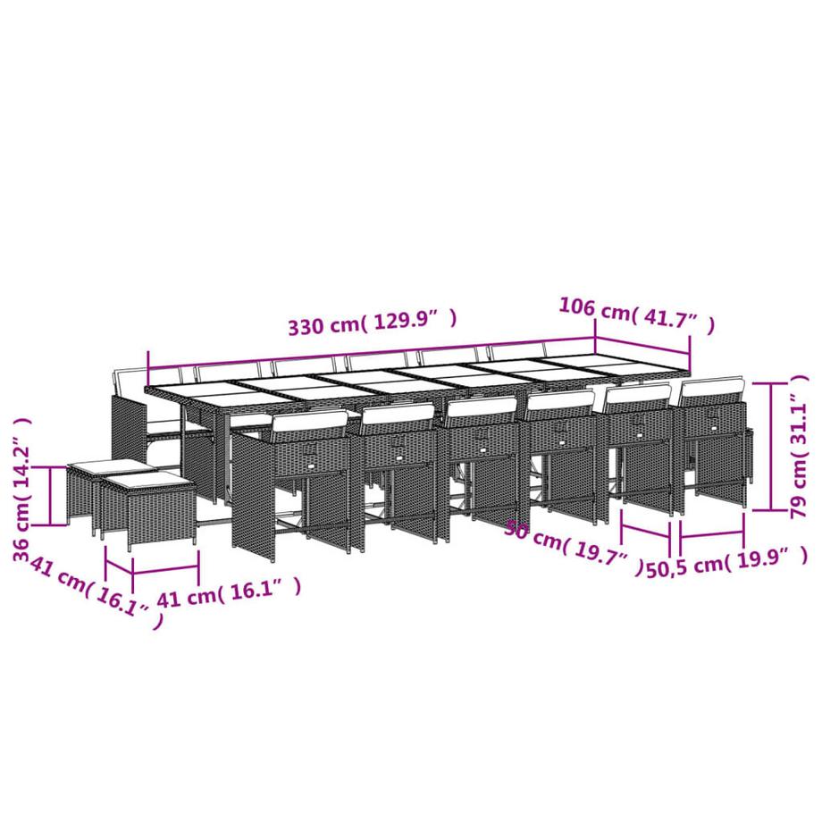 VidaXL set da pranzo da giardino Polirattan  