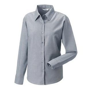 Russell  Collection Easy Care Oxford Bluse, Langarm 