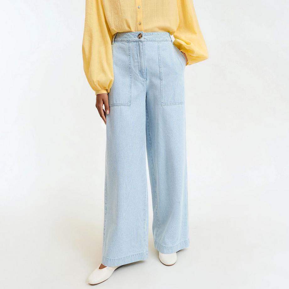 Weite Hose im Zimmermanns-Stil mit Streifenmuster