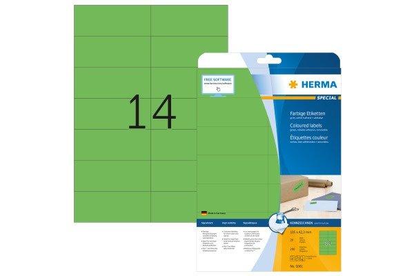 HERMA Herma 5061 Etichette 105 x 42.3 mm Carta Verde 280 pz. Permanente Etichetta universale, Etichetta segnaletica I  