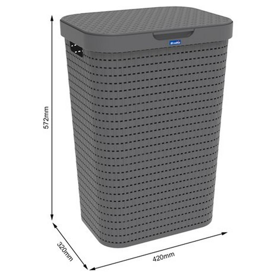 rotho  Rotho Country Wäschekorb 55 l Rechteckig Kunststoff Anthrazit 