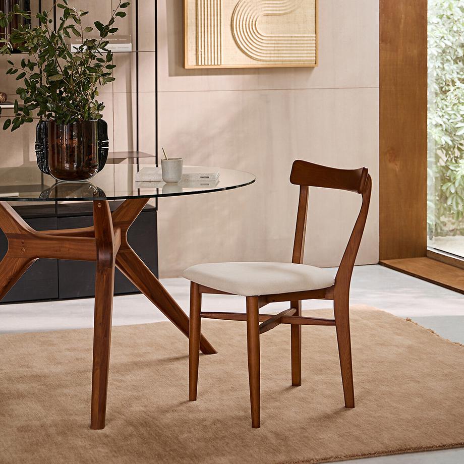 AM.PM Set aus 2 Stühlen aus Eiche und Baumwoll-Leinenstoff  