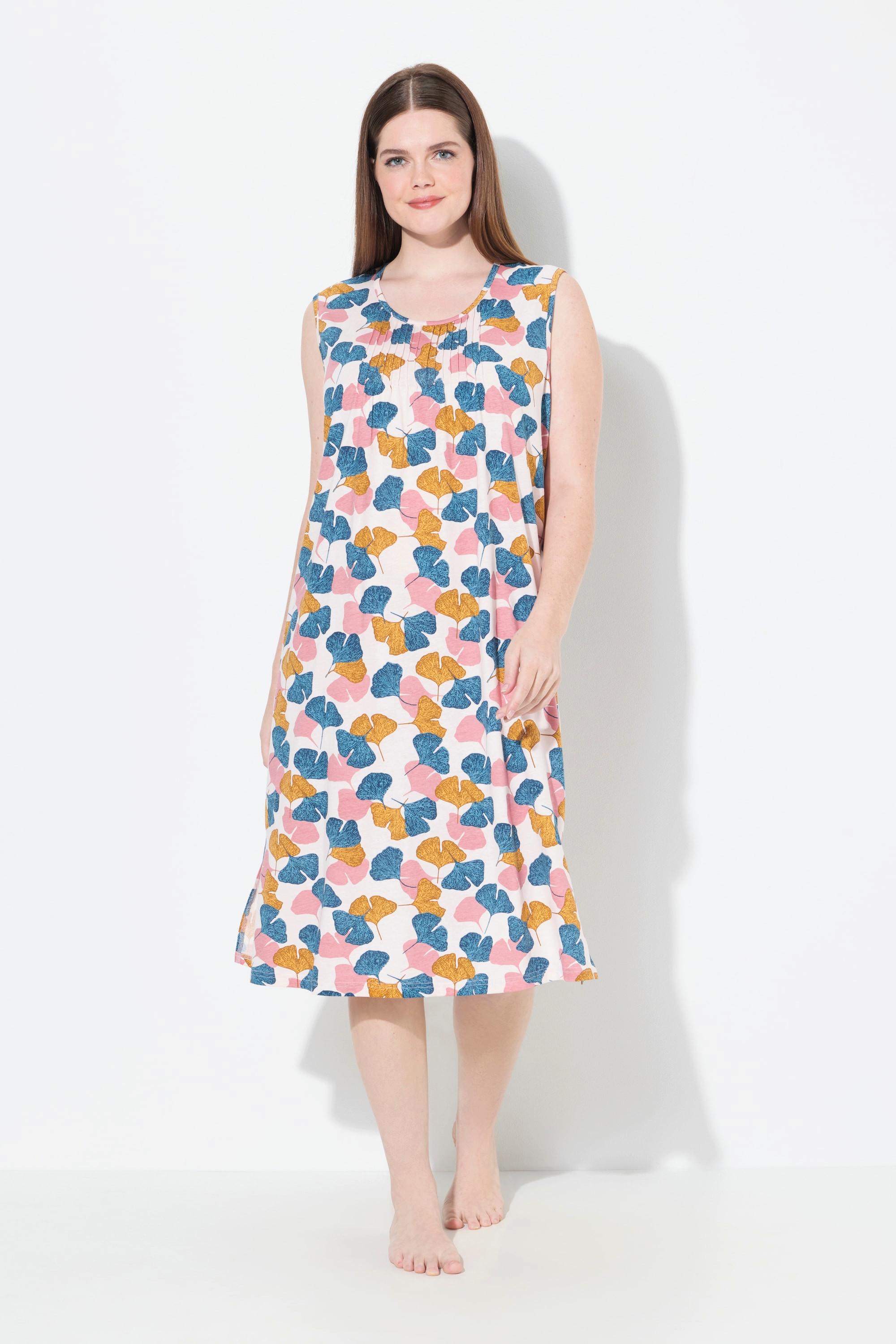 Ulla Popken Gingko Chemise de Nuit sans Manches Col Rond  