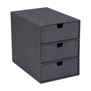 Bigso INGRID Boîte à tiroirs 3 compartiments - Noir Canvas