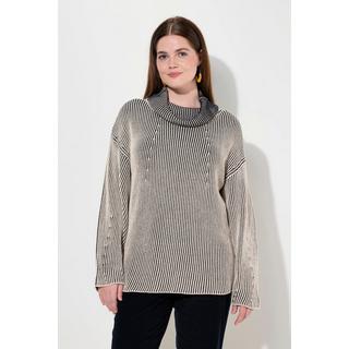 Ulla Popken  Pullover, Rippstrick, Rollkragen, Langarm, Biobaumwolle 