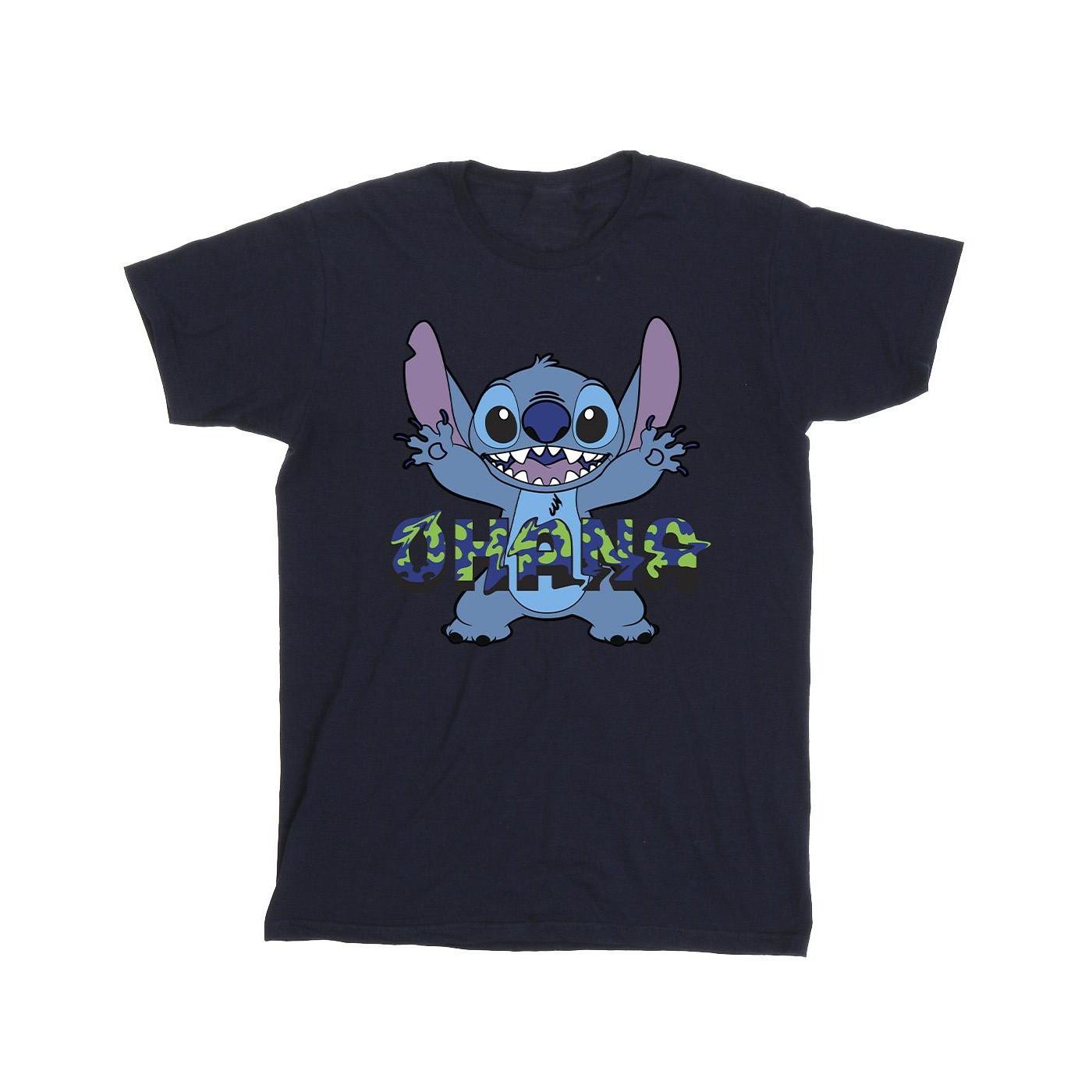Disney  Lilo And Stitch Ohana Blue Glitch TShirt 