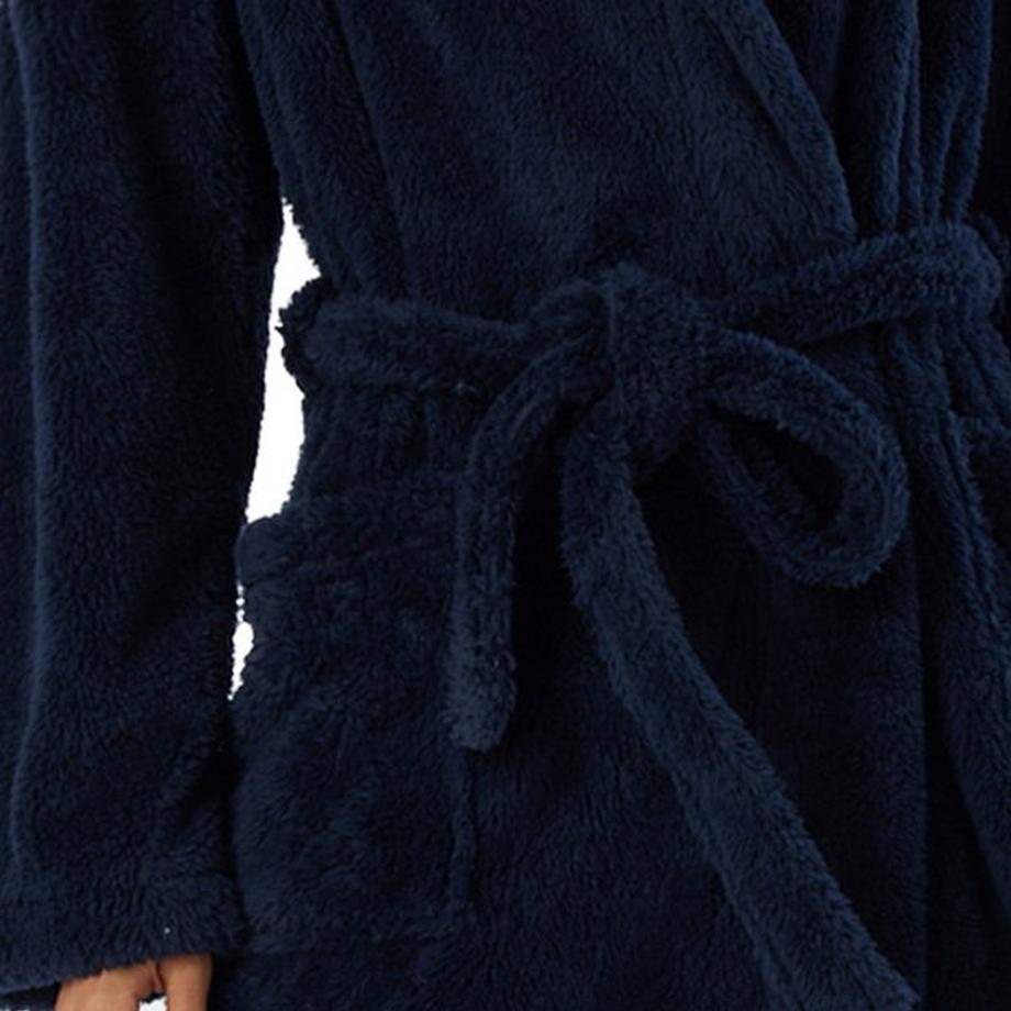 Schiesser Teddy Fleece Kapuzen Bademantel  