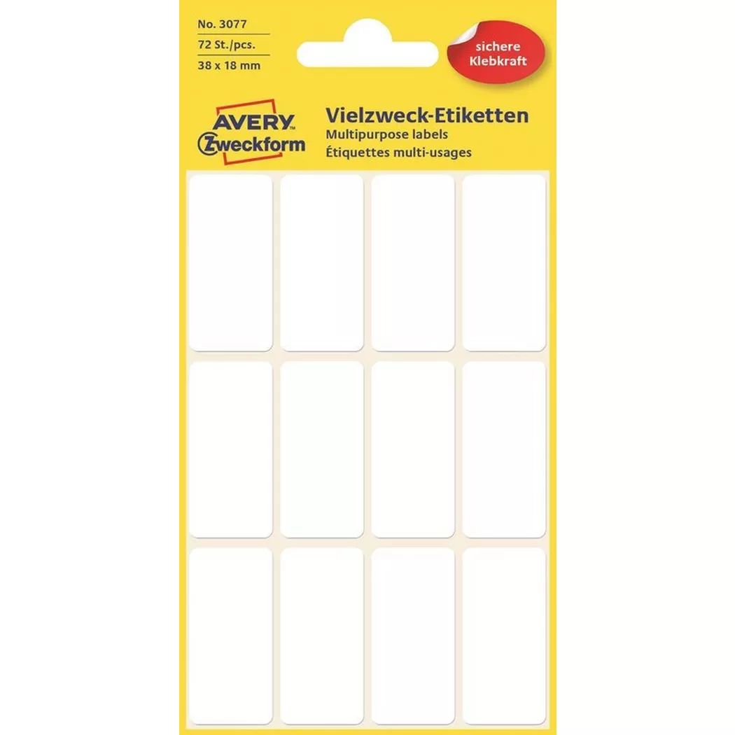 Avery-Zweckform – AVERY ZWECKFORM Etiketten 38×18mm, 72 Stück, One Size, Weiss