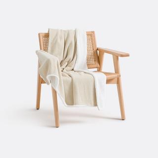 La Redoute Intérieurs Kumla Baumwollmusselin und Teddyfleece Decke  