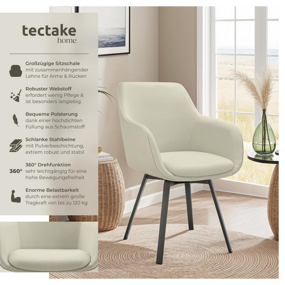 Tectake Chaise pivotante à accoudoirs Alicon rembourré  