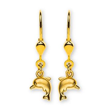 Ohrhänger Delfin Gelbgold 750 Brisur 25mm