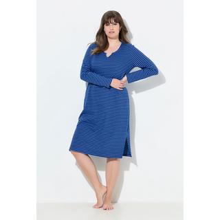 Ulla Popken Camicia da notte a righe scollo a tunica maniche lunghe  