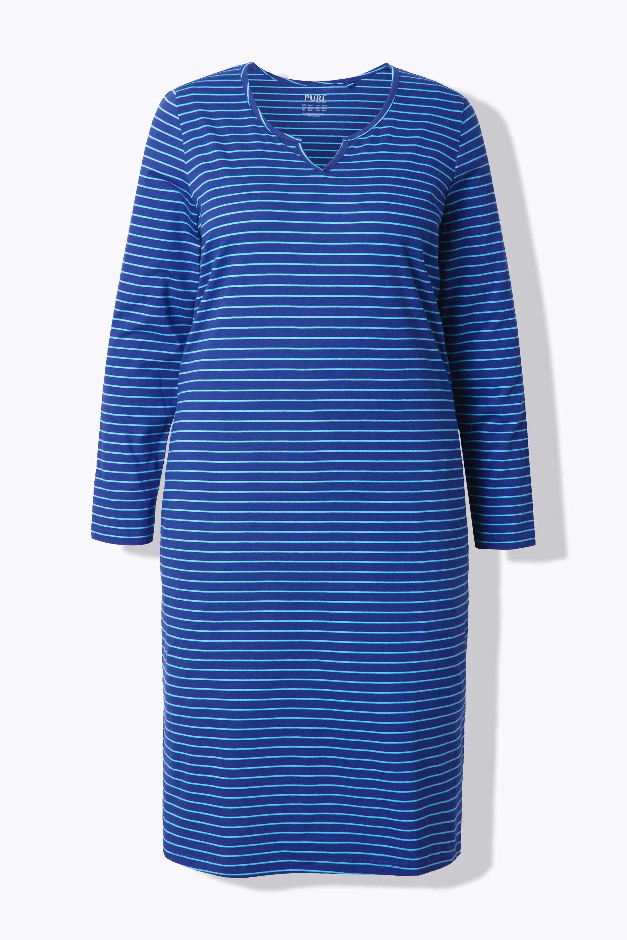 Ulla Popken Camicia da notte a righe scollo a tunica maniche lunghe  