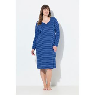 Ulla Popken Camicia da notte a righe scollo a tunica maniche lunghe  