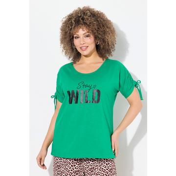 T-shirt oversize à message. Encolure ronde et cordons à froncer