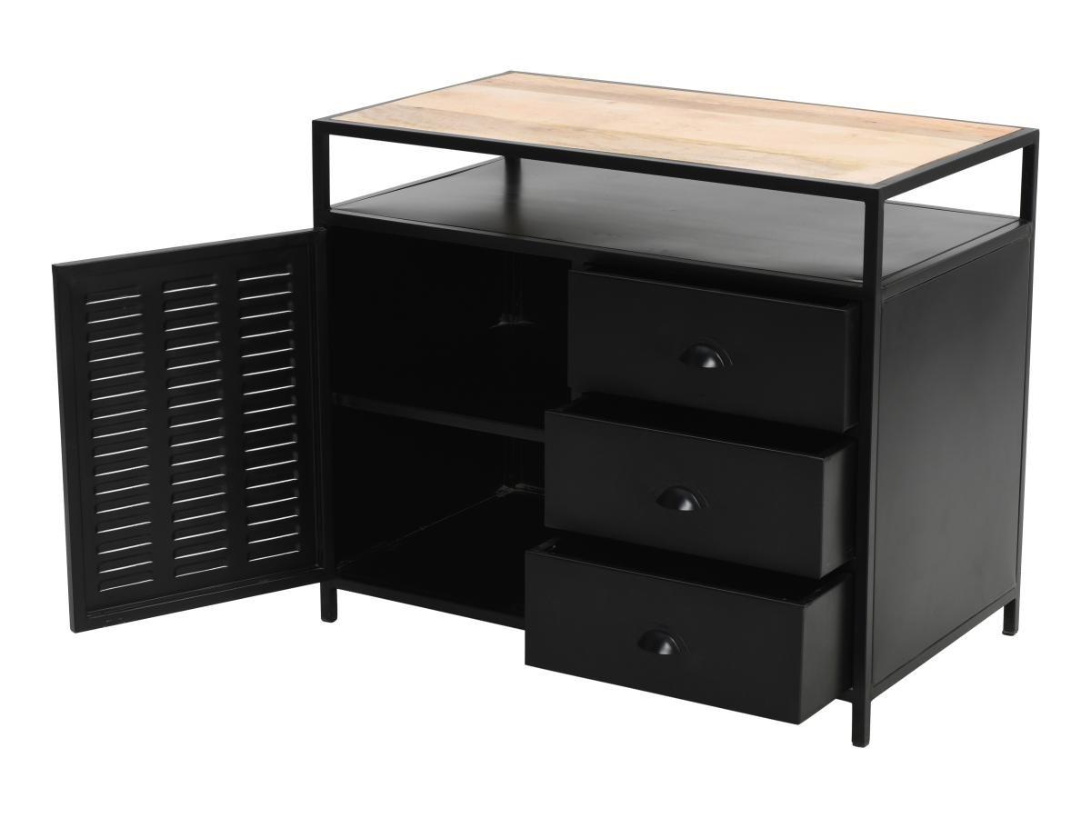 Vente-unique Waschbeckenunterschrank - 95 cm - Metall & Mangoholz - Schwarz - ERIDANI  