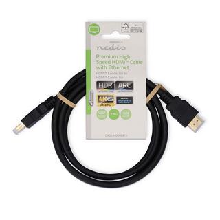 Nedis  Câble HDMI™ haut débit Premium avec Ethernet | Connecteur HDMI™ | Connecteur HDMI™ | 4K@60Hz | 18 Gbps | 1,50 m | Rond | PVC | Noir | Label 