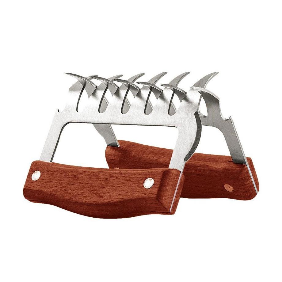 Mikamax  2x Fleischkrallen - Holz und Edelstahl 