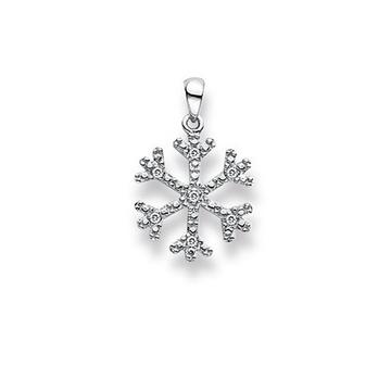 Pendentif flocon de neige en or blanc 750 diamant 0,028ct. 20x13mm