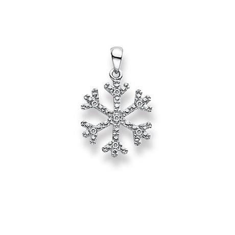 MUAU Schmuck  Pendentif flocon de neige en or blanc 750 diamant 0,028ct. 20x13mm 