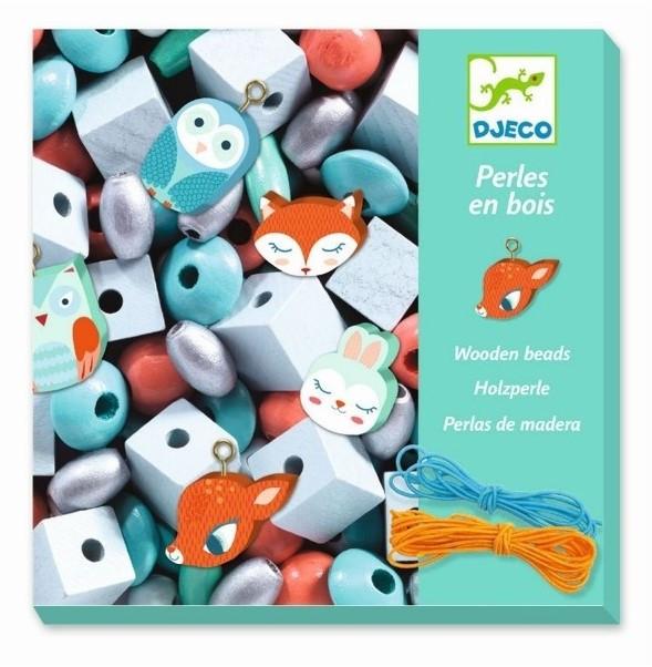 Djeco  Perles en bois Djeco Petits animaux 