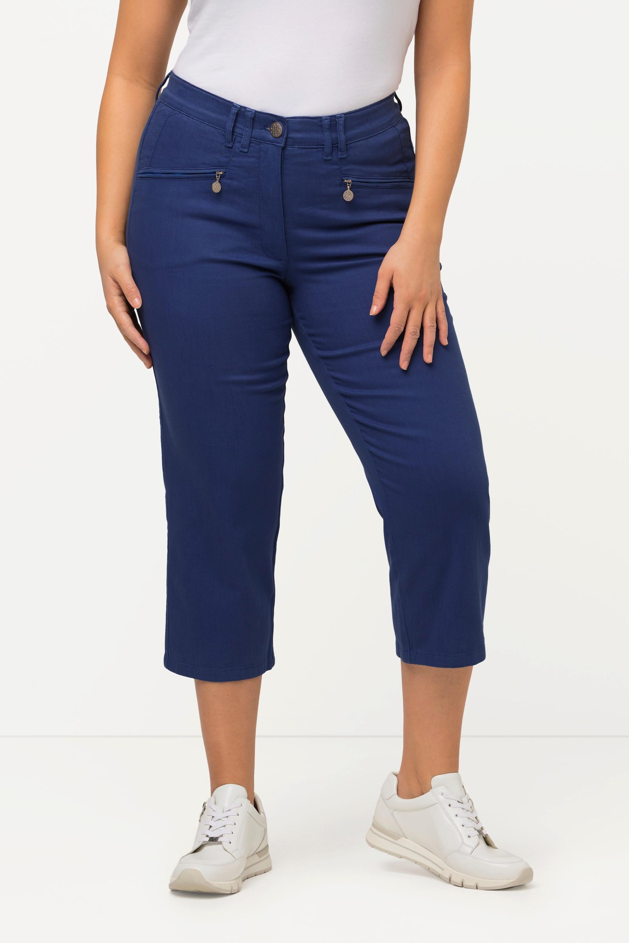 Ulla Popken  Pantalon Mony, longueur au mollet. Poches zippées et tissu stretch 