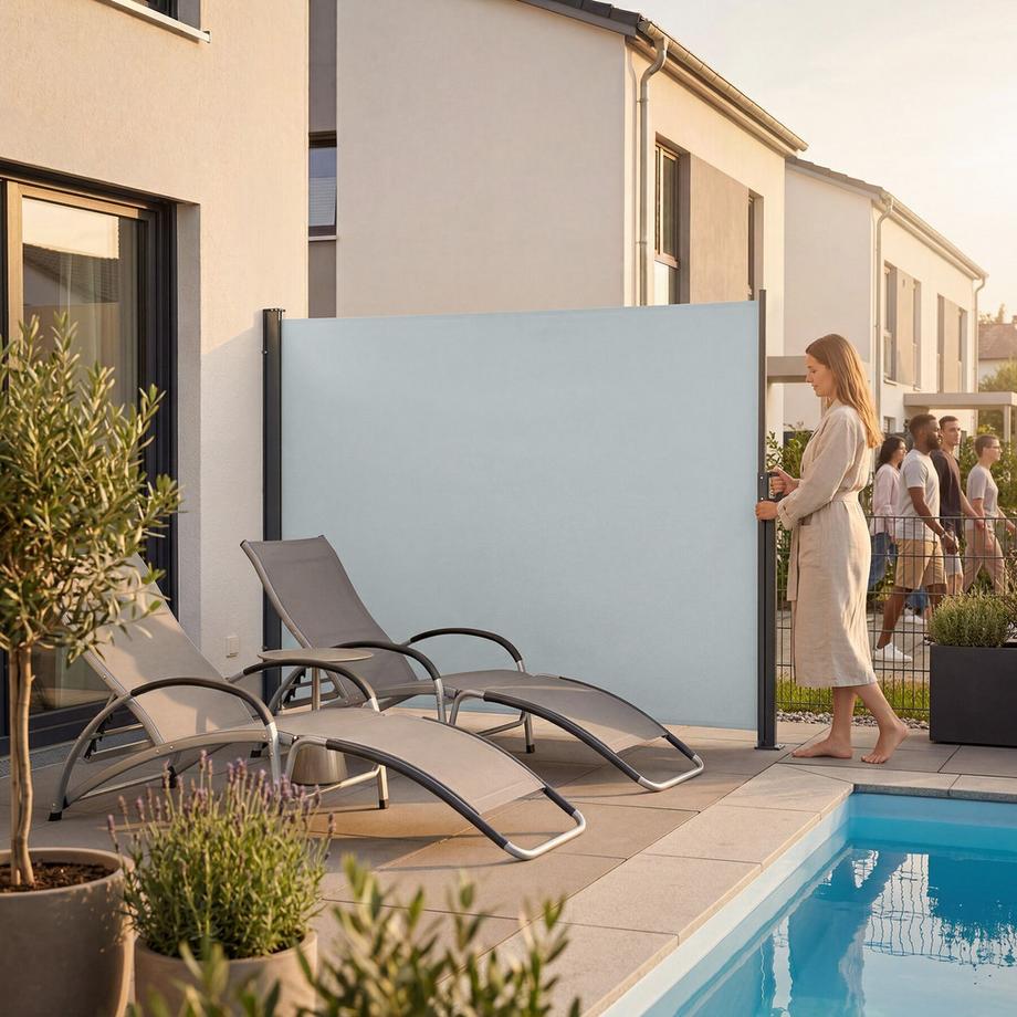 Tectake Auvent Latéral Extensible, Mécanisme Enroulement, Protection Soleil Vent, Installation Simple  