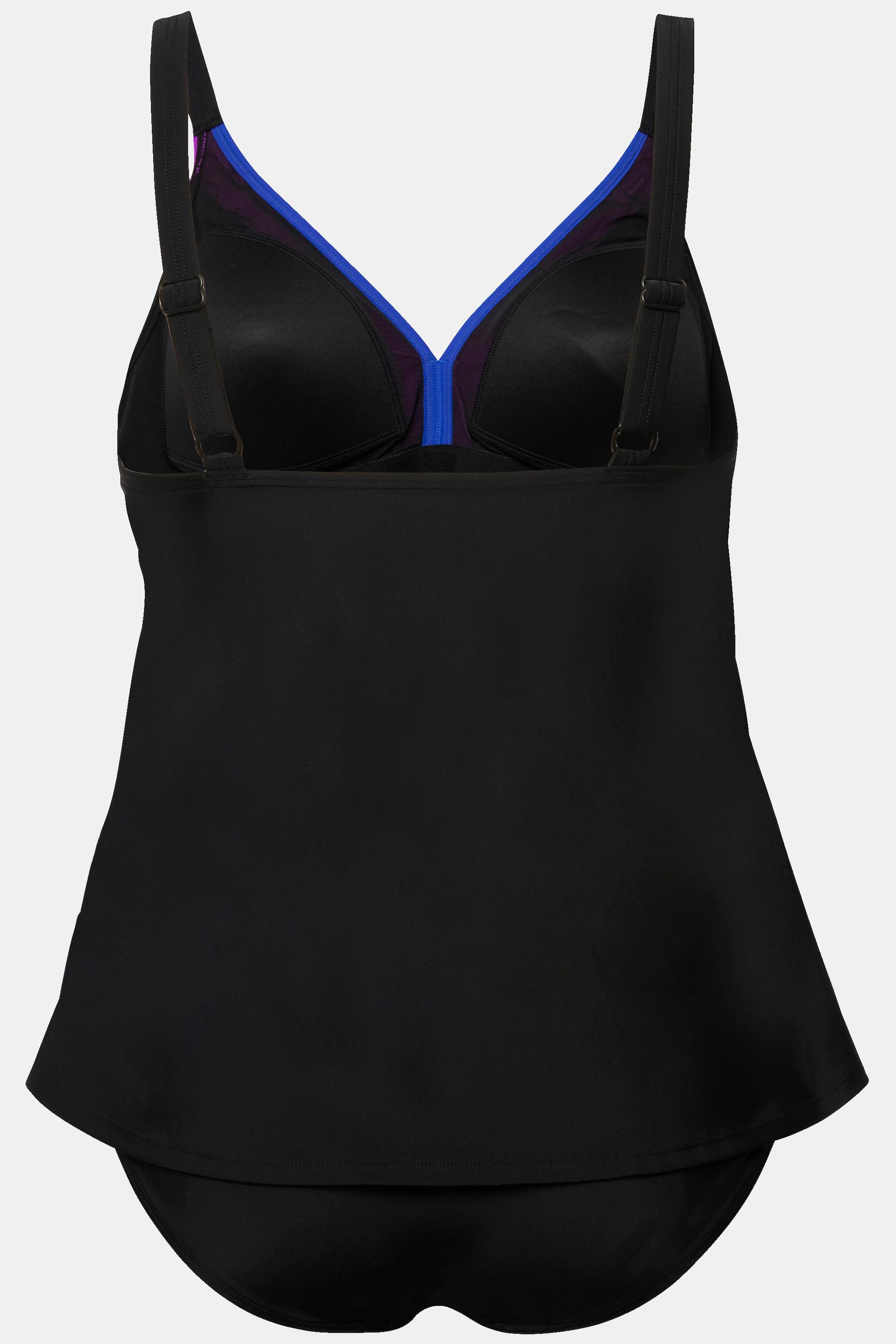 Ulla Popken  Tankini con glitter, coppe morbide, spalline regolabili e materiale riciclato 