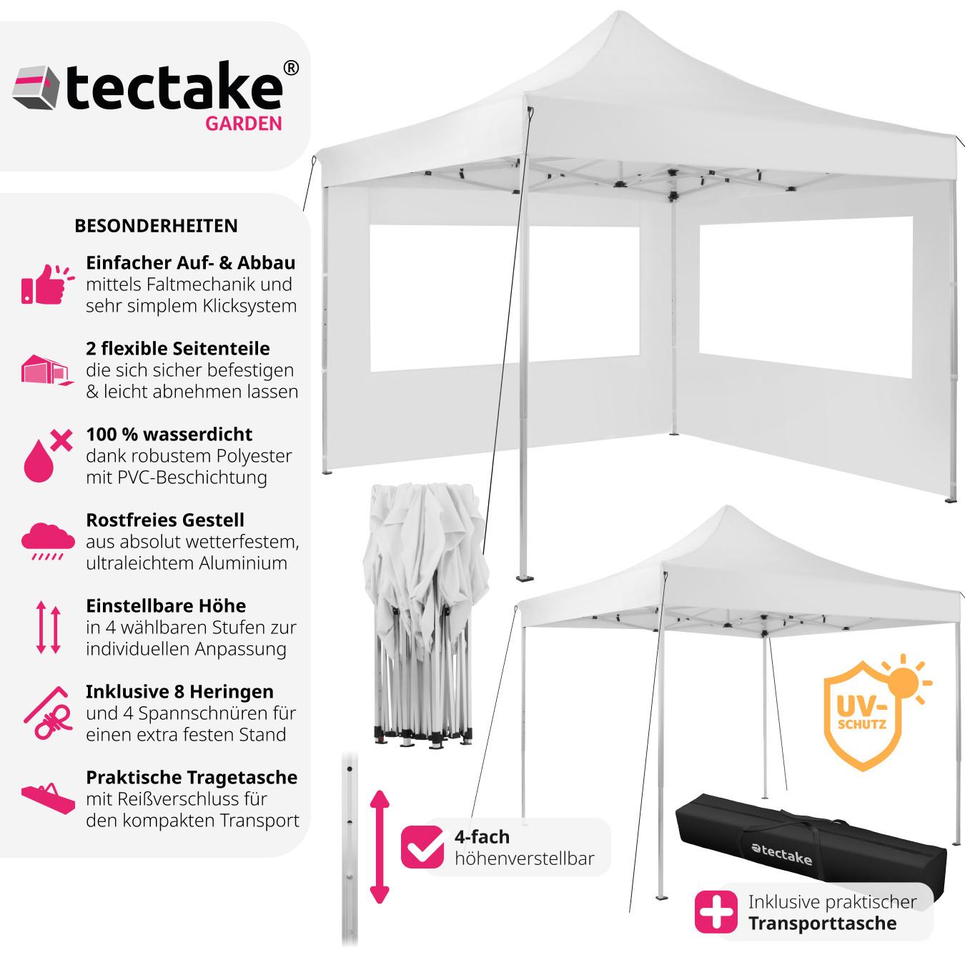 Tectake Gazebo pieghevole Olivia 3x3 m con 2 elementi laterali  