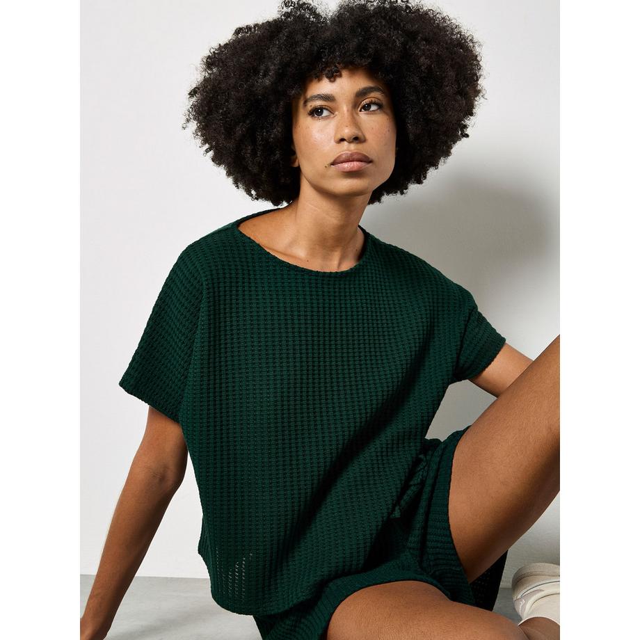APRICOT T-shirt Oversize in Maglia a Nido d'Ape  