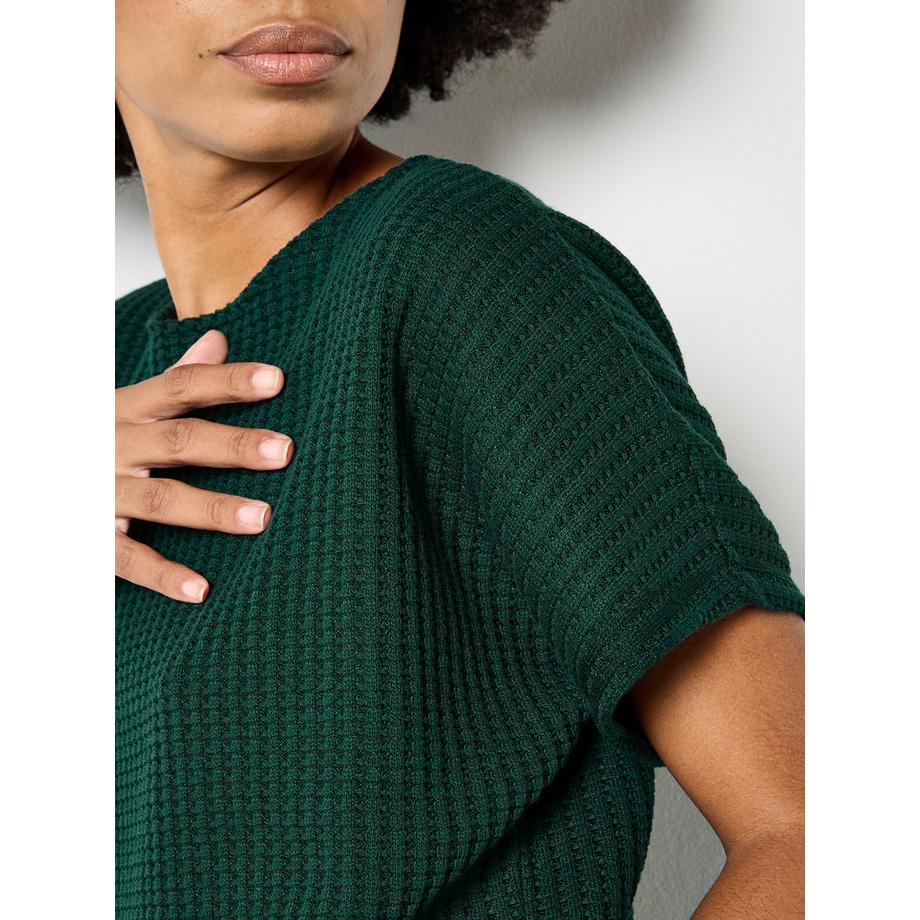 APRICOT T-shirt Oversize in Maglia a Nido d'Ape  