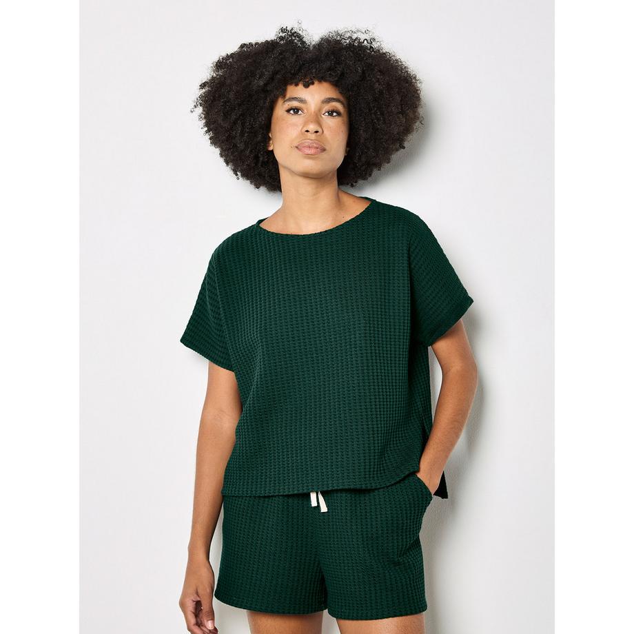 Oversized-T-Shirt aus Waffelstrick