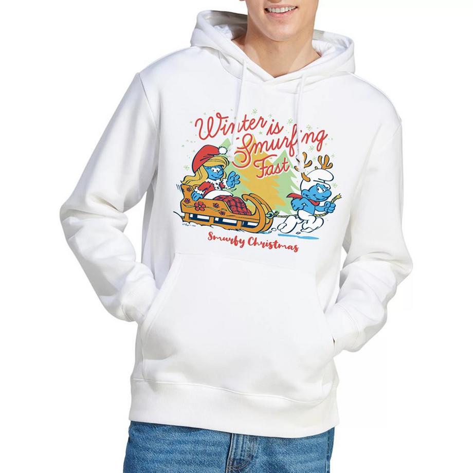 Les Stroumpfs  Sweat à capuche Noël motif Schtroumpfette WINTER IS SMURFING FAST 