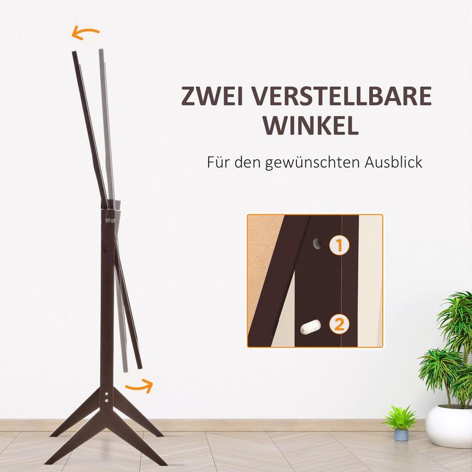 Northio Standspiegel Ganzkörperspiegel Schminkspiegel mit erhöhten Füßen Pflegeleicht MDF Kaffee 47 x 46 x 148 cm für Schlafzimmer & Flur  